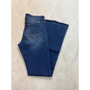 KanCan Women Blue‎ Wash Flare Jeans Distressed Frayed Hem Size 28